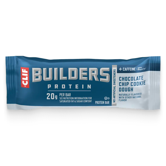 CLIF BUILDERS + Caffeine Chocolate Chip Cookie Dough Flavor Plant Based Protein Bars
