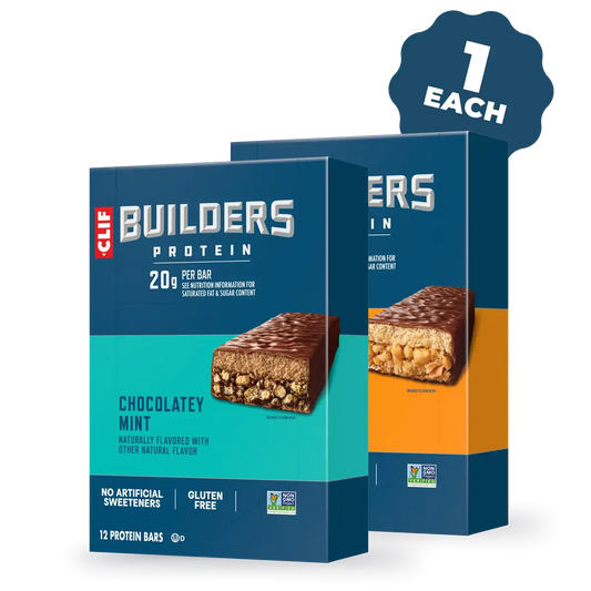CLIF BUILDERS Chocolatey Mint and Chocolatey Peanut Butter Plant Based Protein Bars Variety Pack, 24 Bars