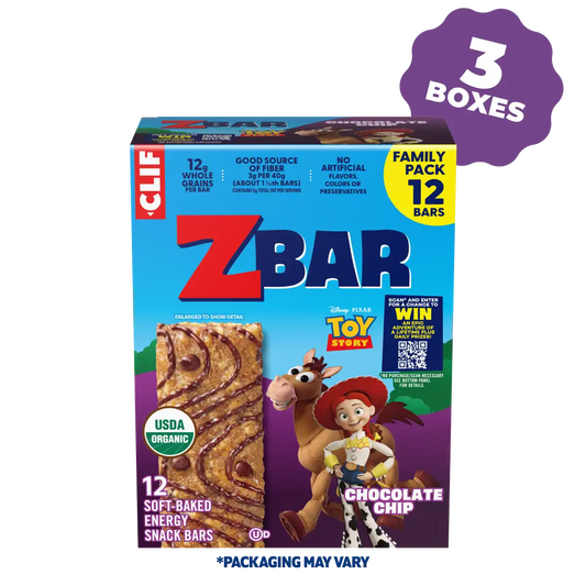 Zbar Chocolate Chip Soft-Baked Energy Snack Bars, Organic Granola Bars Multi-Pack, 36 Bars